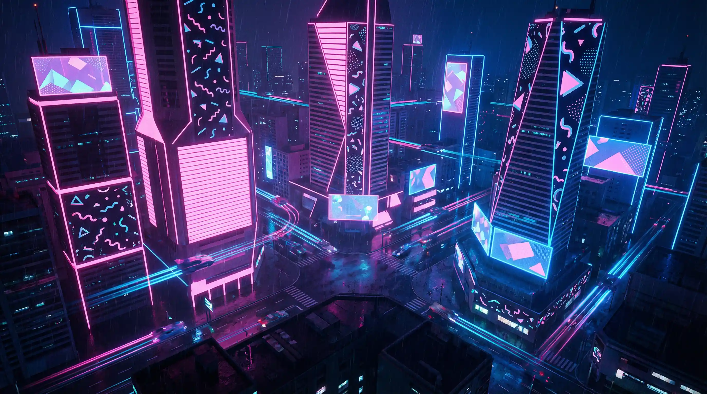 hth体育电竞 赛博不夜城全景夜景